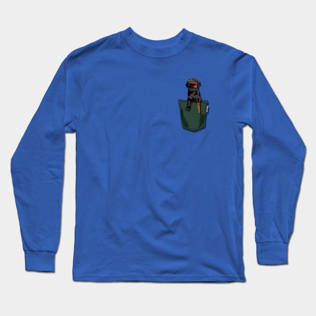 Pirate Pug in my Pocket Long Sleeve T-Shirt by Fun Funky Designs